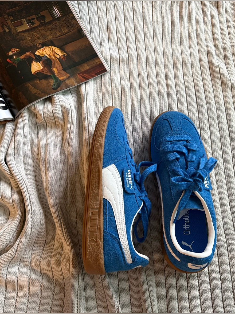 Puma Palermo Blue Suede Gum Sole Sneakers Women Classic Retro 7